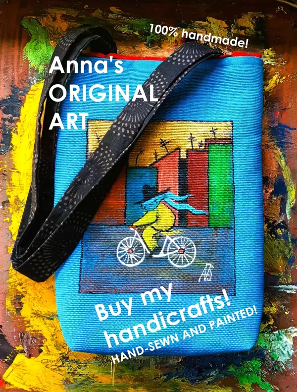 My original, hand painted bags! For sale! 50 Eur