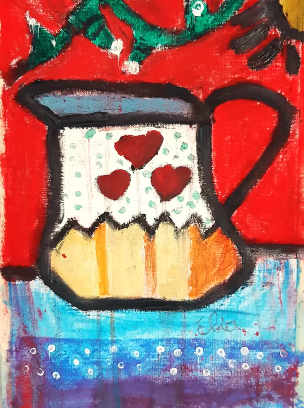 28.04.2024. Oil, crayons on paper.