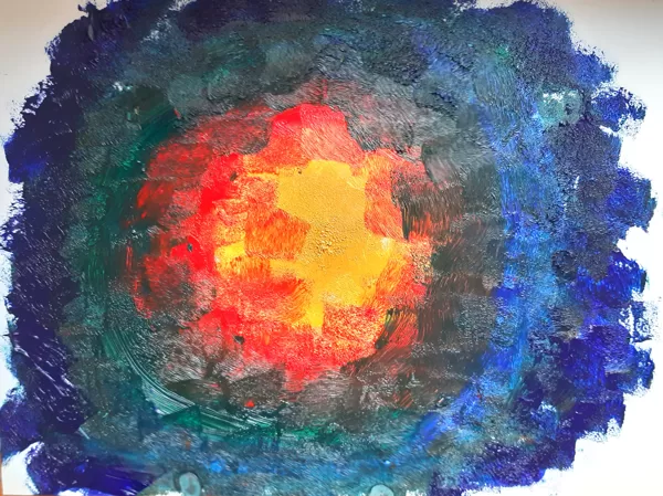 02.03.2024. School-age children work. Oil on paper.