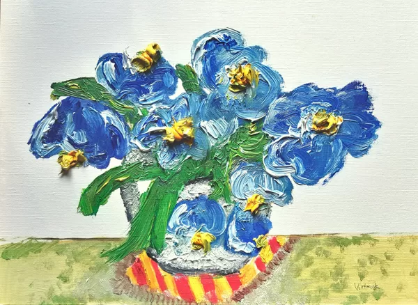 02.03.2024. In my studio. School-age children work. Oil on paper.