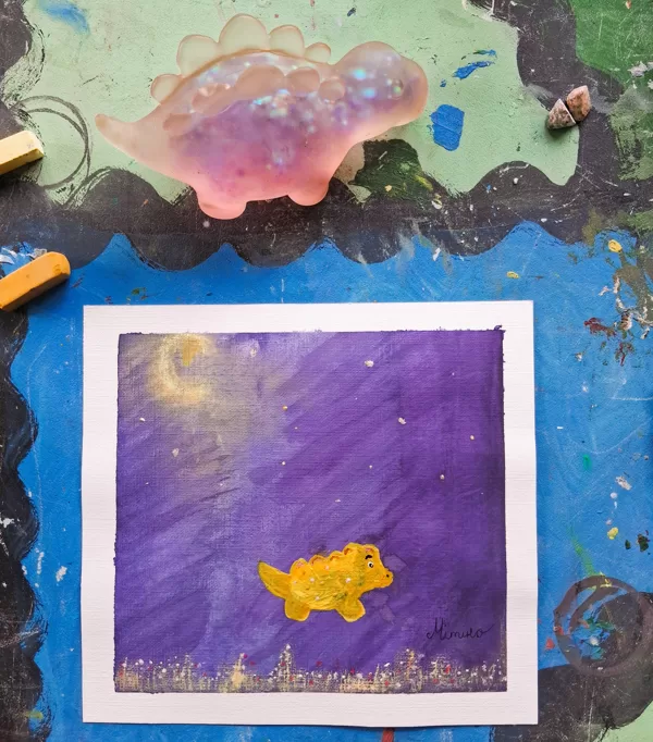 Learning colors, by painting a portrait of little dinosaur!