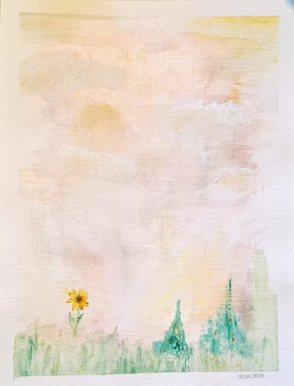 18.04.2026. We learn to paint by mixing different textured paint on paper.