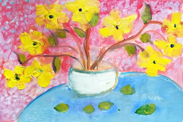 02.03.2024. In my studio. School-age children work. Oil on paper. 