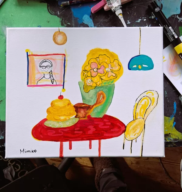 09.05.26. Mom's favorite pancakes, favorite tea at her favorite cafe. Portrait of Mom!