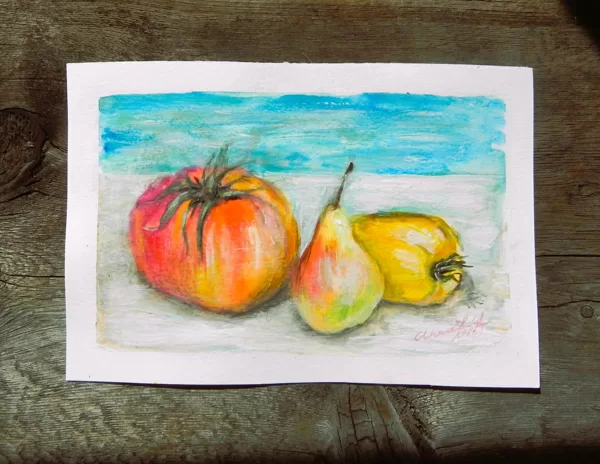 "Augusts". Papīrs, akvarelis, guaša. 23x15cm. 2024