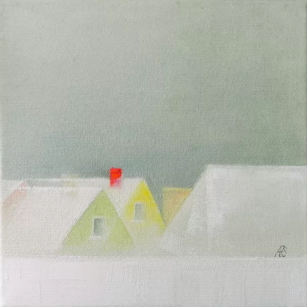 Miniature. "Silence. Winter in Kemeri". 20X20CM. Oil on canvas. 2023