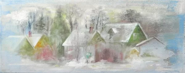"Ziema". Eļļa uz audekla. 50x20cm. 2023
