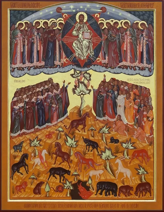 Lielformāta darbs. Diplomdarbs. "Teiciet To Kungu no debesīm..". 91x69,5cm