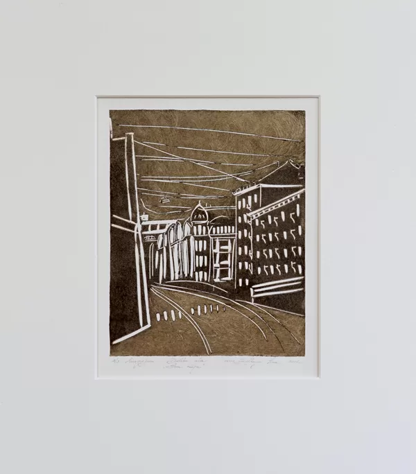 "Rīga. Brīvības iela". Papīrs, linogriezums. 34x26cm. 2012