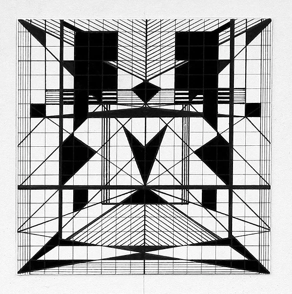 "Pilsētas ritms III". Papītrs, tuša. 10x10cm. 2005