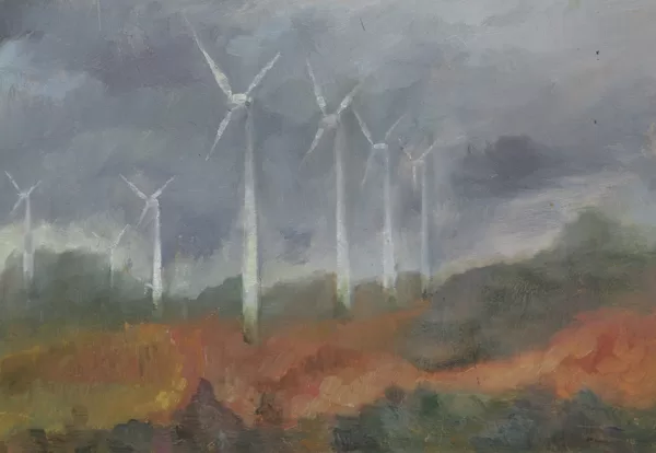 "Braucot uz Liepāju". Kartons, eļļa. 2008