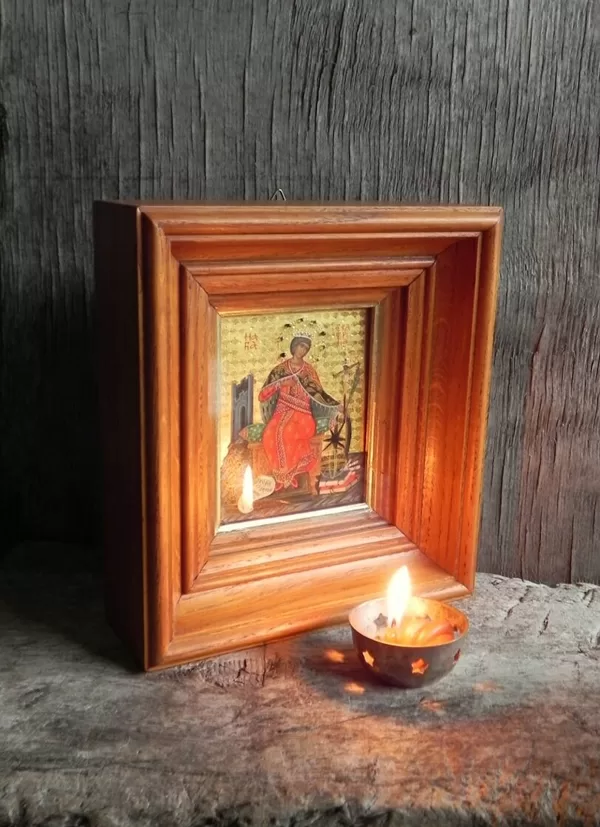 Miniatūra. Sv.Aleksandrijas Katrīna. Olas tempera, zelts. 11x9cm.