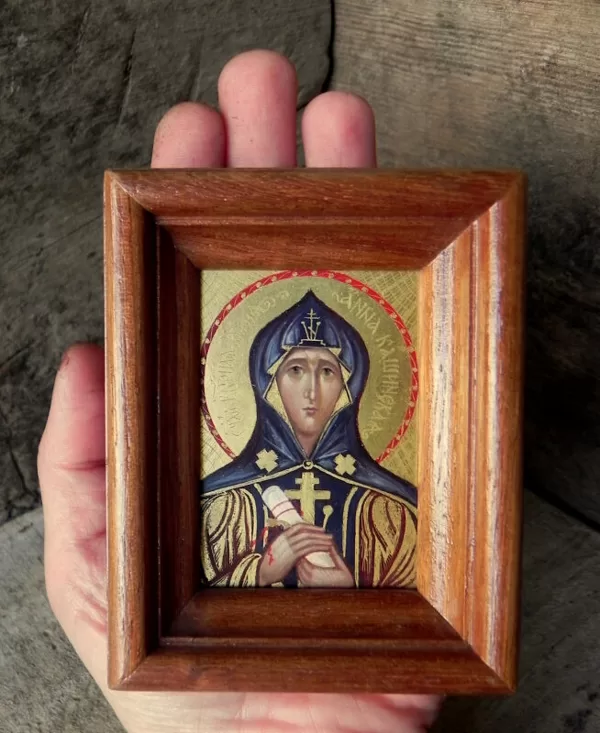 Miniatūra. Sv.Kašinas Anna. Olas tempera zelts. 7x5cm.