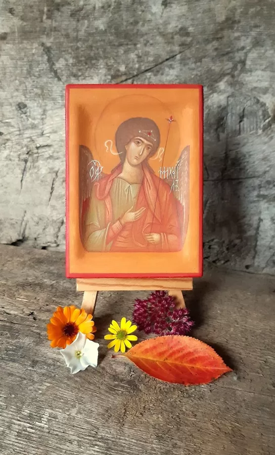 Miniatūra. Sv.Ercņģelis Mihaēls. Olas tempera. 10,5x7,5cm.