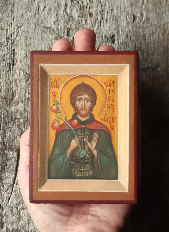 Miniatūra. Sv.Palestīnas Eufrosins. Olas tempera. 10,5x7,5cm.