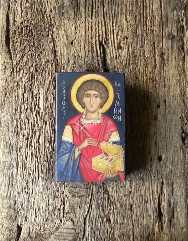 Miniatūra. Sv.Panteleimons. Olas tempera. 10,5x7cm.