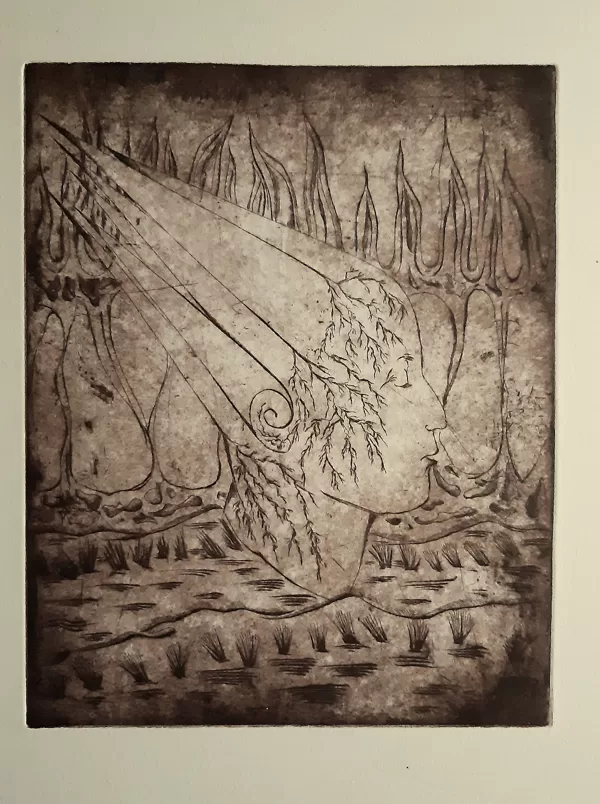 "Vēstnesis". Oforts. 31x26cm. 2020