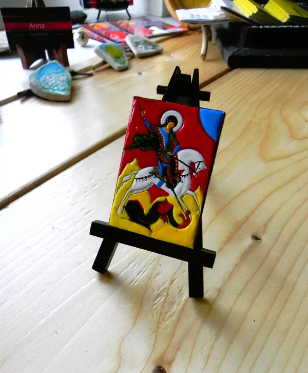 Miniature.  "Saint George". 7x5cm. Auhor's technique on canvas. 2025
