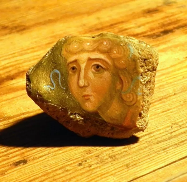 Angel. Stone, levkas, egg tempera, gold 24 kar. 2014