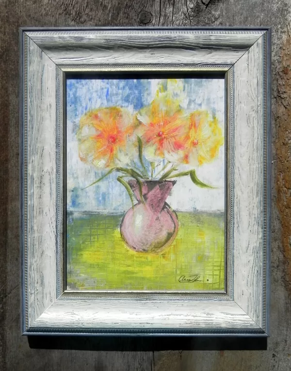 " A warm spring day". Oil, pastel on paper. 2024