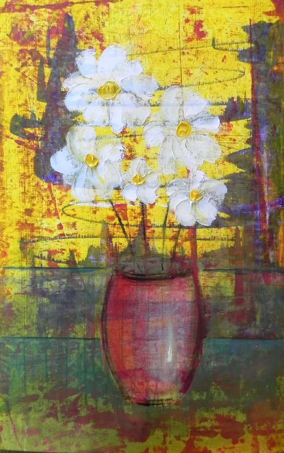 "Dreams of summer". Oil, pigments, author's technoque on paper. 2024