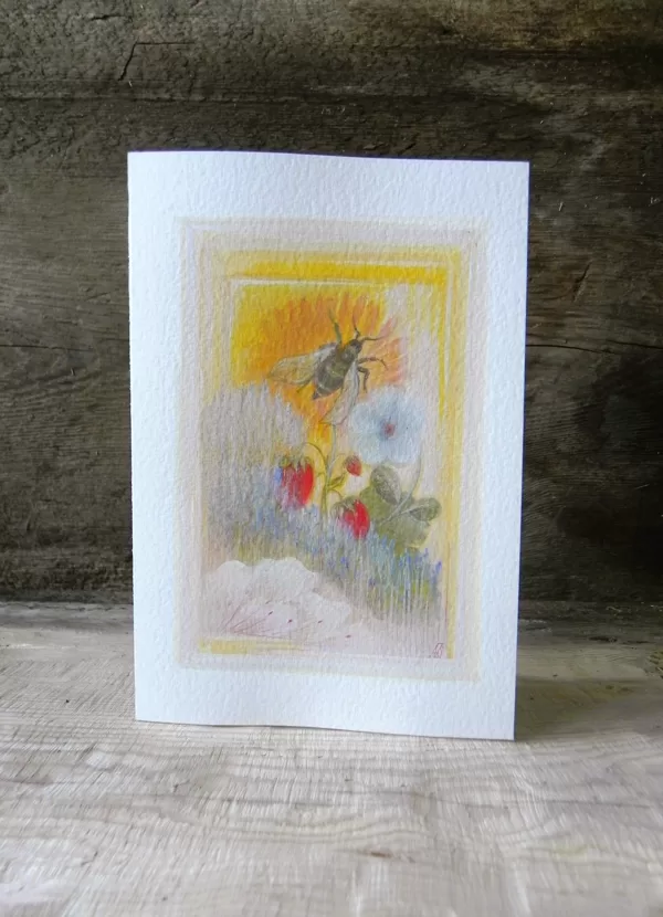 "Bee". Egg tempera on paper. 16,5x11,5cm. 2024