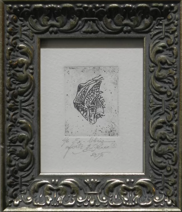 Ex-Libris. Etching. Miniature. 4,5x3,5cm. 2025