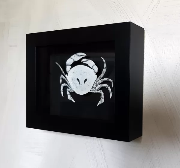 "3D CRAB". Paper, gouache, application. 