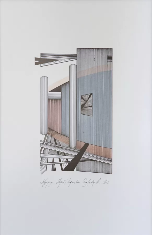 "Sweden. Home II". Paper, egg tempera, rapidograph, ink. 49,7x33cm. 2016