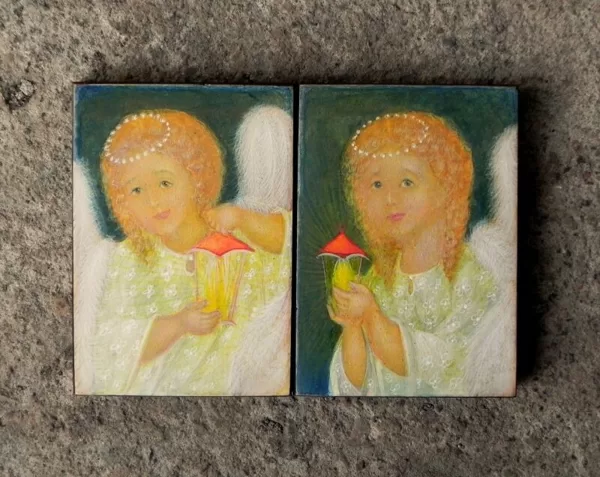 "Angels". 7x5cm.