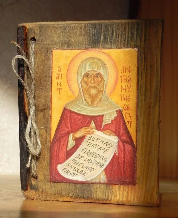Miniature. Saint Anthony the Great. Egg tempera. 8,5x6,5cm.