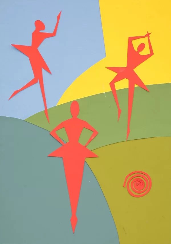 "Ballerinas". Paper application. 33,5x24cm. 2009