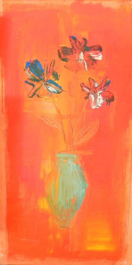 "In red". Oil on paper. 2023