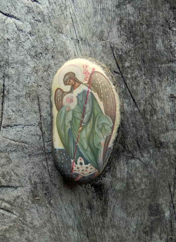 Archangel Gabriel. Stone, levkas, egg tempera. 2019