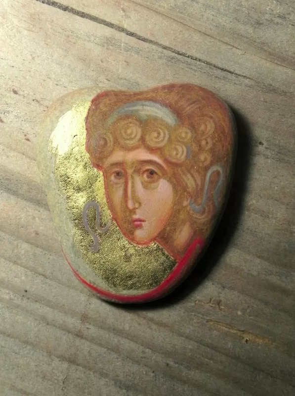 Angel. Painted directly on stone. Egg tempera, gold 24 kar. 2014