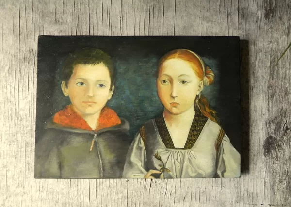 "My son and princess of Spain". Oil on wood. 31x21,5cm.