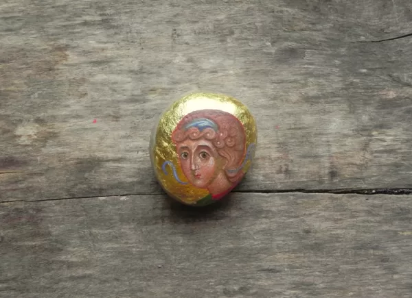 Angel. Painted directly on stone. Egg tempera, gold 24 kar. 2018