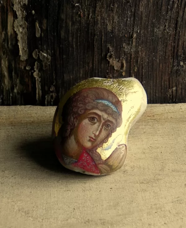 Angel. Painted directly on stone. Egg tempera, gold 24 kar. 2018