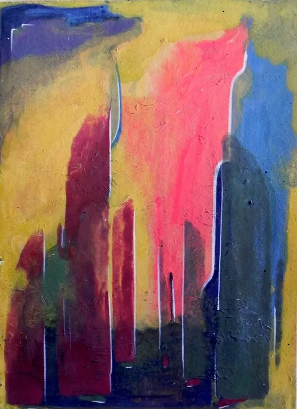 "Imagine I". Oil, pigments on cardboard. 2022