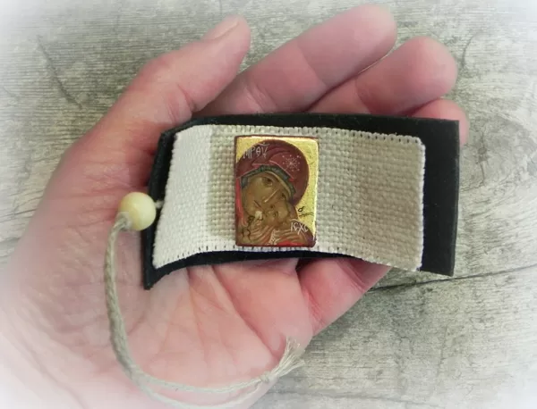Miniature. Our Lady of Korsun. Egg tempera. 3,2x2,2cm.