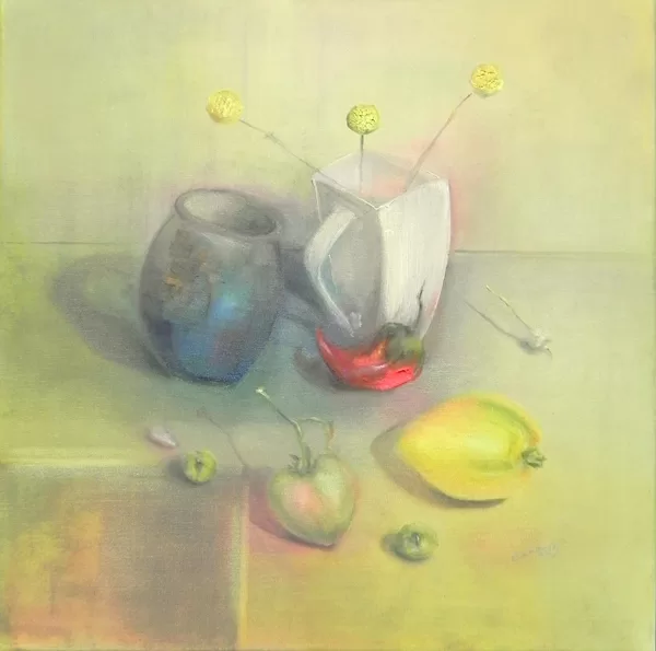 "Still Life with red pepper". Oil on canvas. 60x60cm. 2023