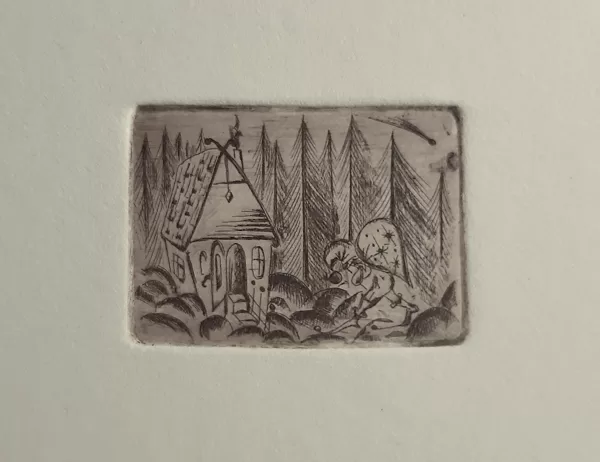 "Star thief". Etching. Miniature. 8,5x6cm. 2020