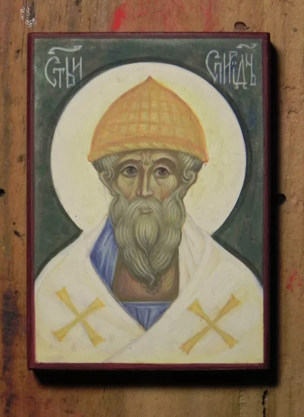 Miniature. Saint Spyridon. Egg tempera. 7x5cm.