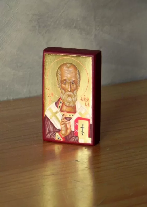 Miniature. Saint Nicholas. Egg tempera, gold. 5x3cm.