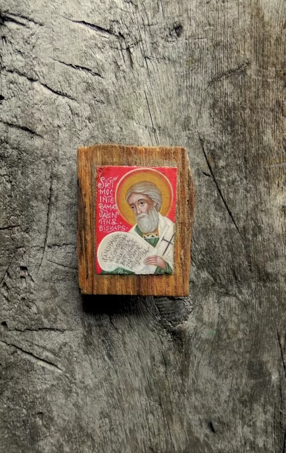 Miniature. Saint Valentine, Bishop of Iteramna. Egg tempera. 9x7cm.