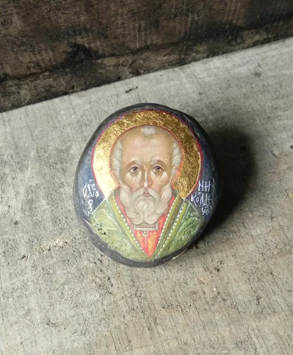 Saint Nicholas. Stone, levkas, egg tempera, gold 24 kar. 2019