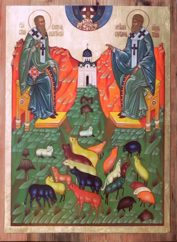Sv.Sebastijas Vlasijs un Trimifuntas Spiridons 44,5x33cm