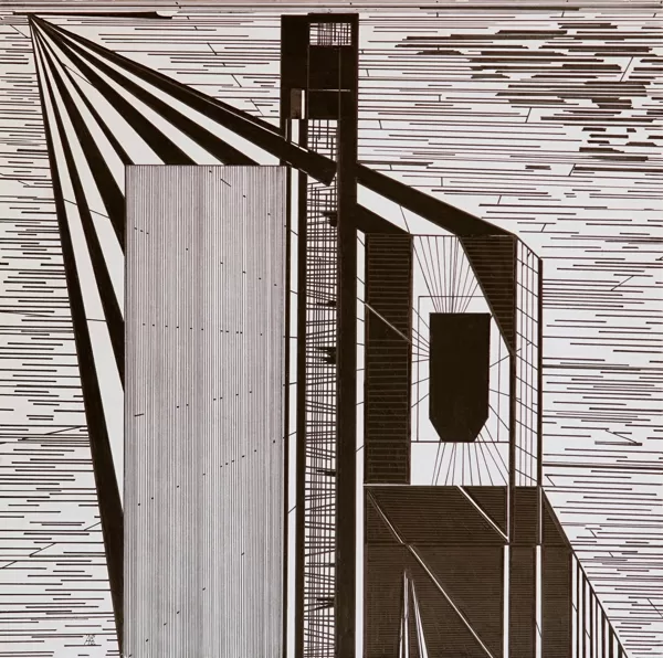 Čeizs. 30x30cm. 2005. Papīrs, tuša