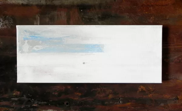Ar šo darbu piedalījos. "Debesu pilsēta II". 50x20cm. Eļļa uz audekla. 2023