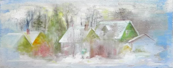 "Ziema". Eļļa uz audekla. 50x20cm. 2024